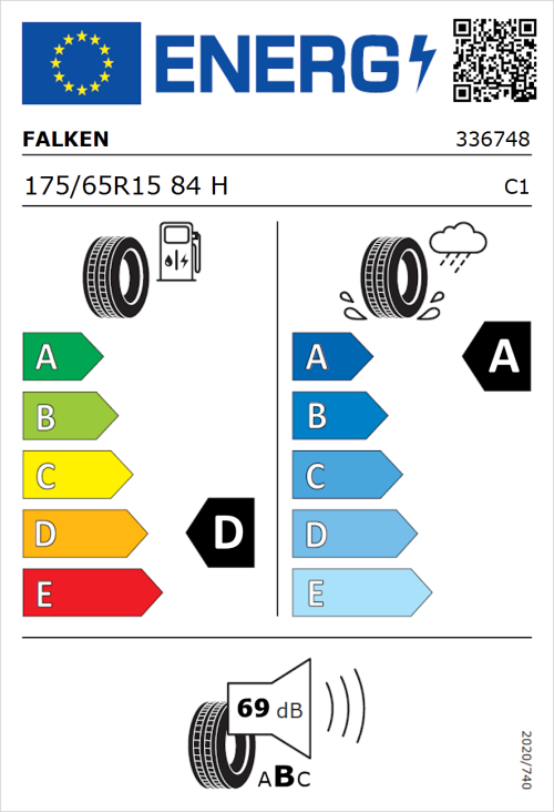 Tyre Label for Falken Sincera-SN110 175/65R15 84H