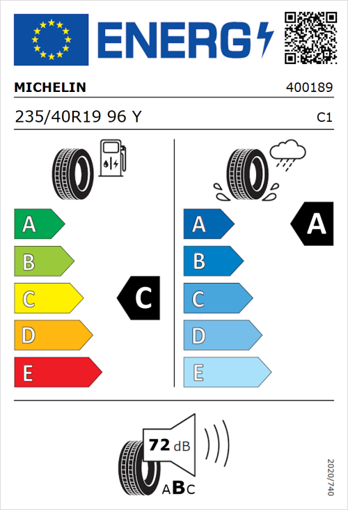 Tyre Label for Michelin Pilot Sport 5 235/40R19 96Y